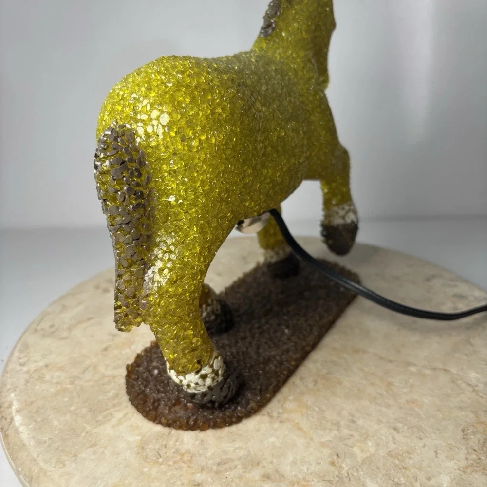 Vintage Beaded Plastic Horse Night Light‎ Popcorn Beads Green Pony Tabletop 9